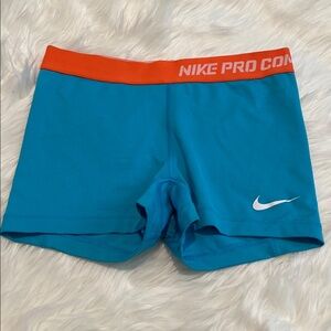 Nike Pro Teal and Orange Athletic Shorts
